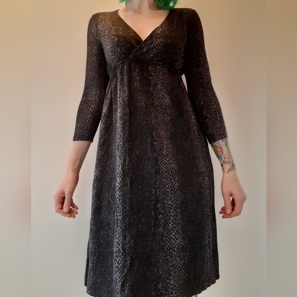 Joe Fresh Empire Waist Snakeskin PrintDress with 3/4 Length Sleeves.